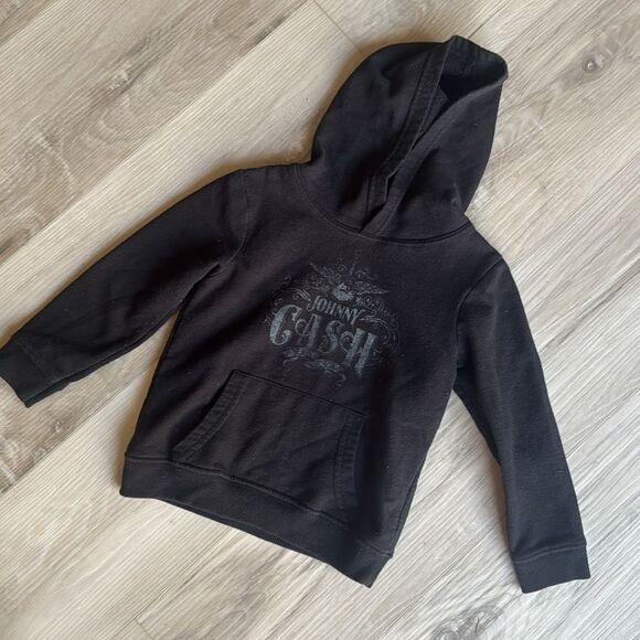 Johnny Cash Man in Black Hoodie Sweatshirt 4T Toddler - Picture 3 of 4